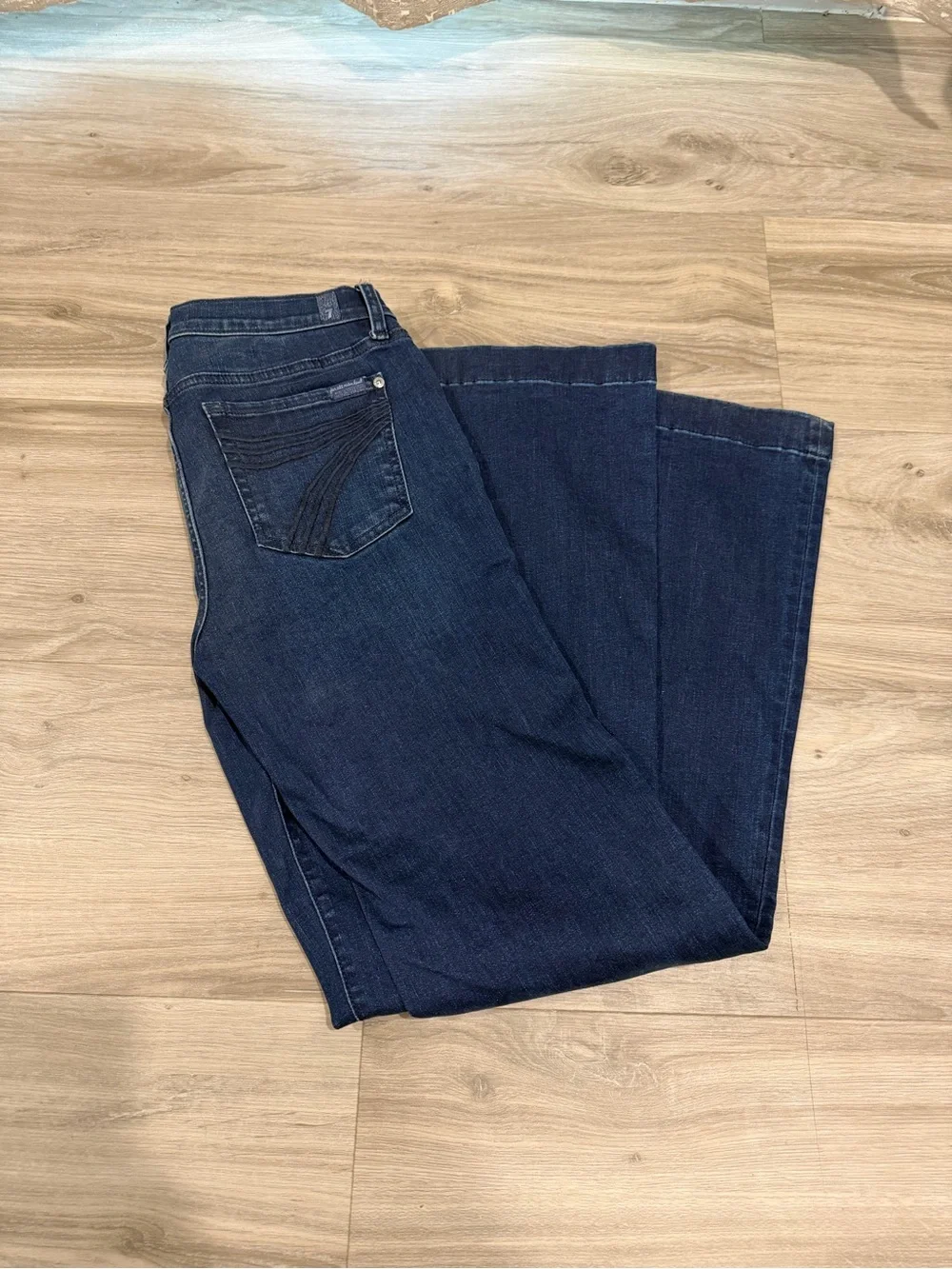 7 For All Mankind Dark Indigo Wide-Leg Jeans